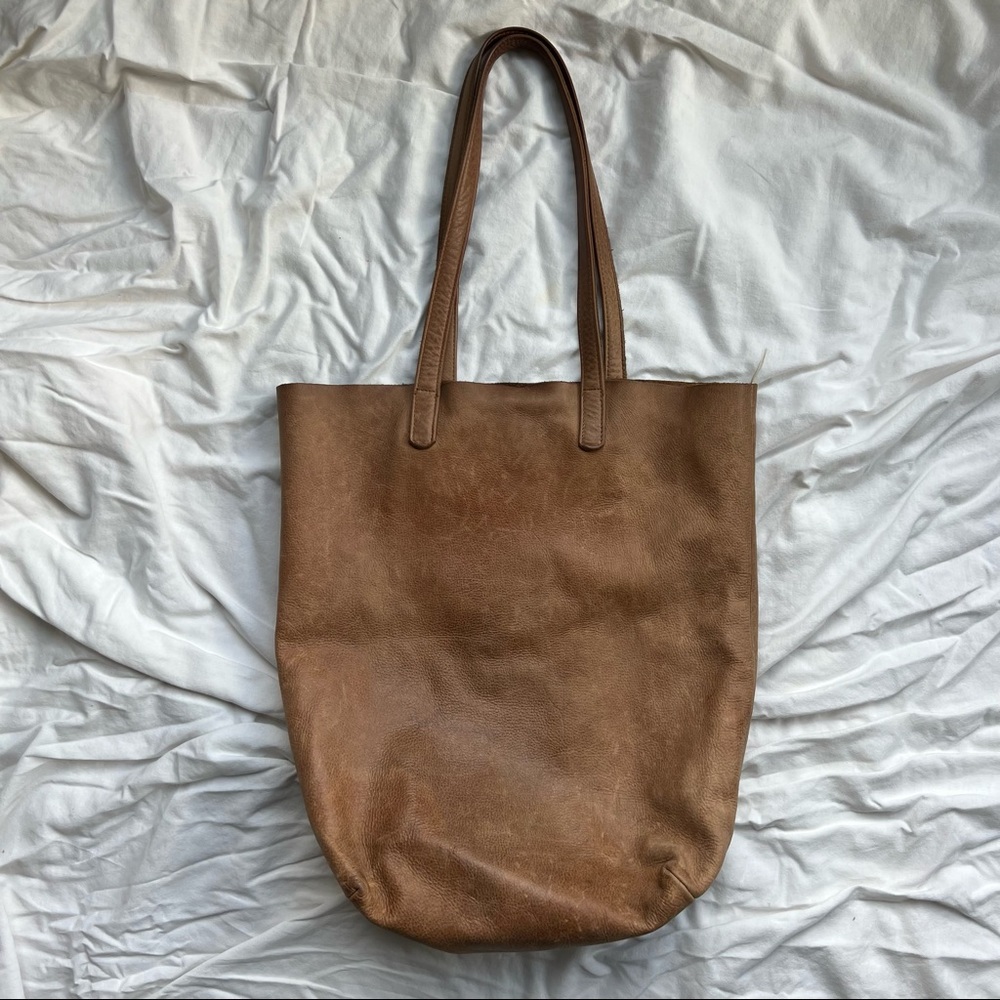 BAGGU Natural Milled Leather Tote